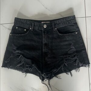 Zara Black Distressed Jean Shorts